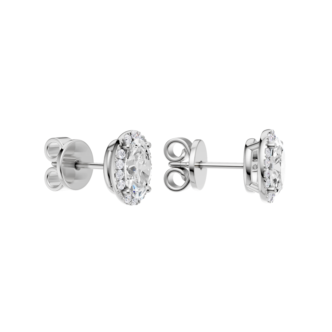 Petite Halo Stud Earrings (Oval) in 14K White Gold – Silvadi Jewelry Aurora CO