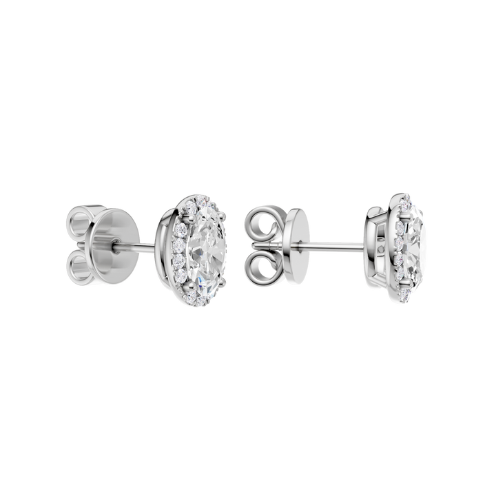 Petite Halo Stud Earrings (Oval) in 14K White Gold – Silvadi Jewelry Aurora CO
