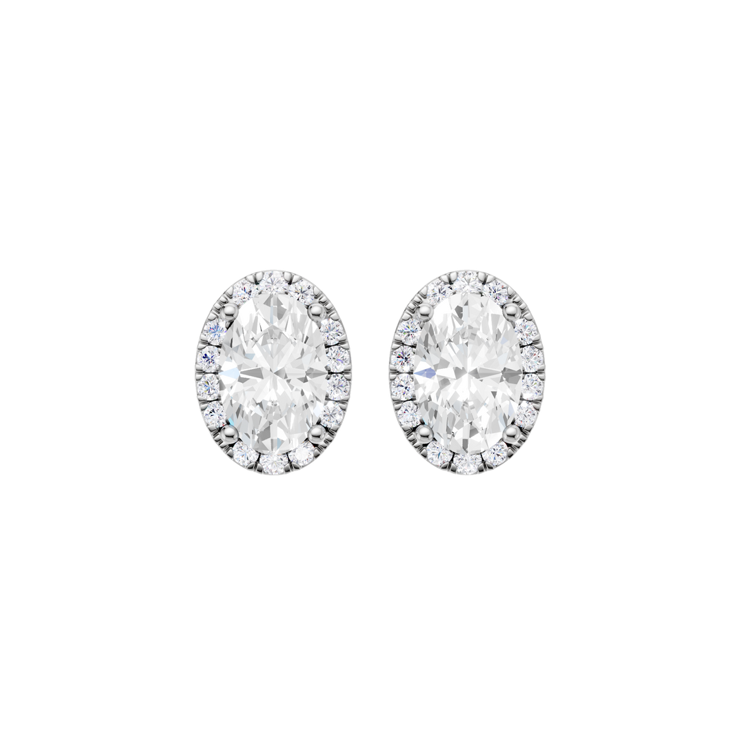 Petite Halo Stud Earrings (Oval) in 14K White Gold – Silvadi Jewelry Aurora CO