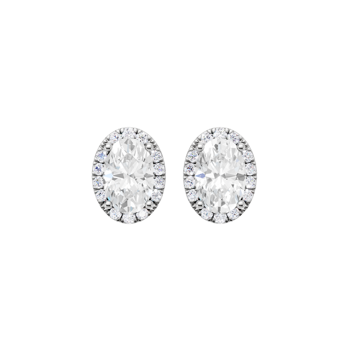Petite Halo Stud Earrings (Oval) in 14K White Gold – Silvadi Jewelry Aurora CO