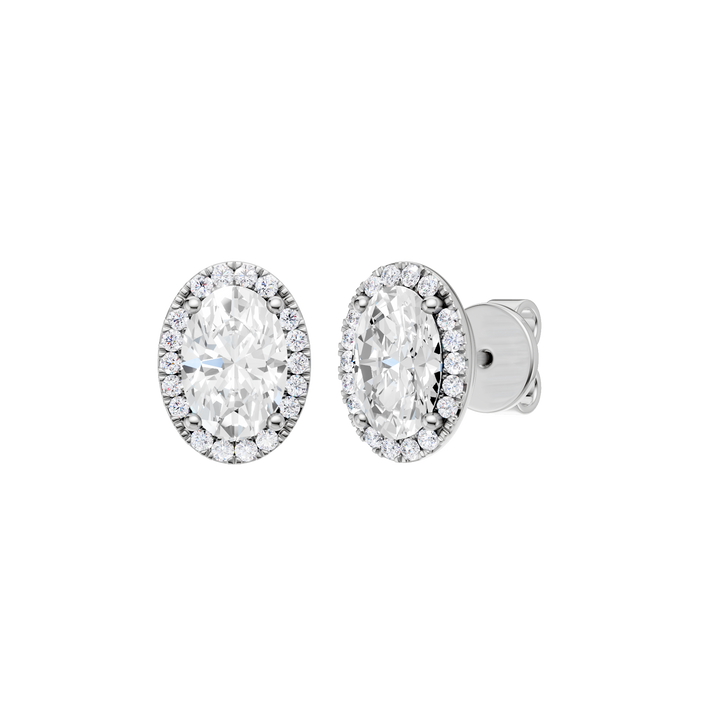 Petite Halo Stud Earrings (Oval) in 14K White Gold – Silvadi Jewelry Aurora CO