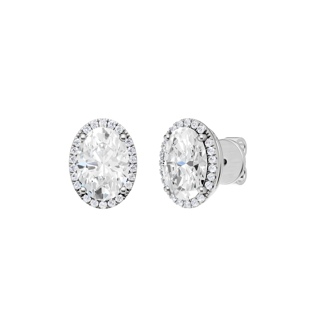 Petite Halo Stud Earrings (Oval) in 14K White Gold – Silvadi Jewelry Aurora CO