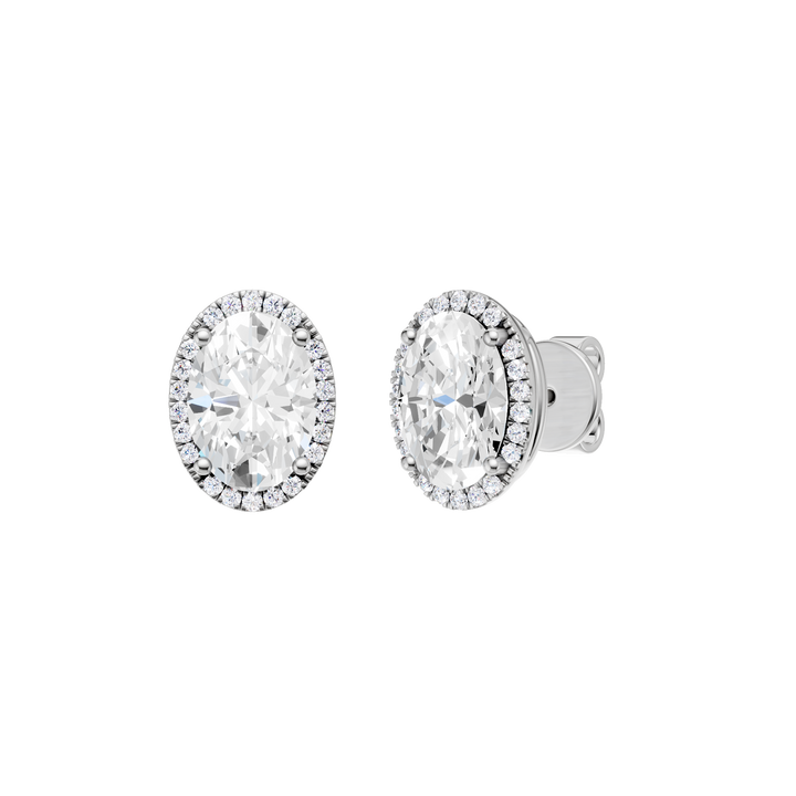 Petite Halo Stud Earrings (Oval) in 14K White Gold – Silvadi Jewelry Aurora CO