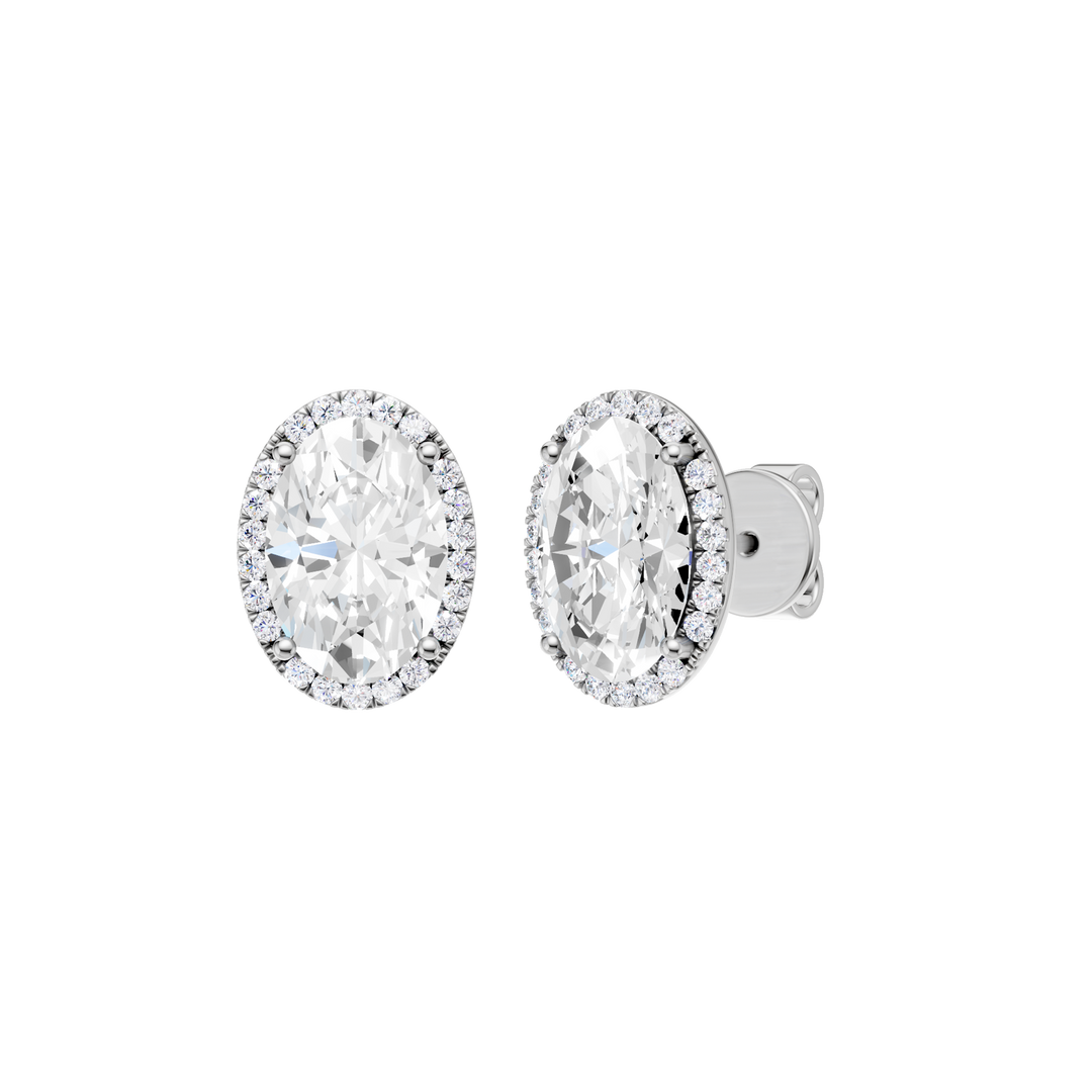Petite Halo Stud Earrings (Oval) in 14K White Gold – Silvadi Jewelry Aurora CO