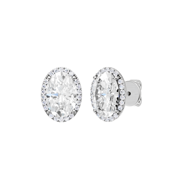 Petite Halo Stud Earrings (Oval) in 14K White Gold – Silvadi Jewelry Aurora CO