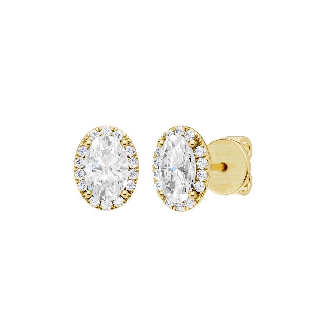 Petite Halo Stud Earrings (Oval) in 14K Yellow Gold – Silvadi Jewelry Aurora CO