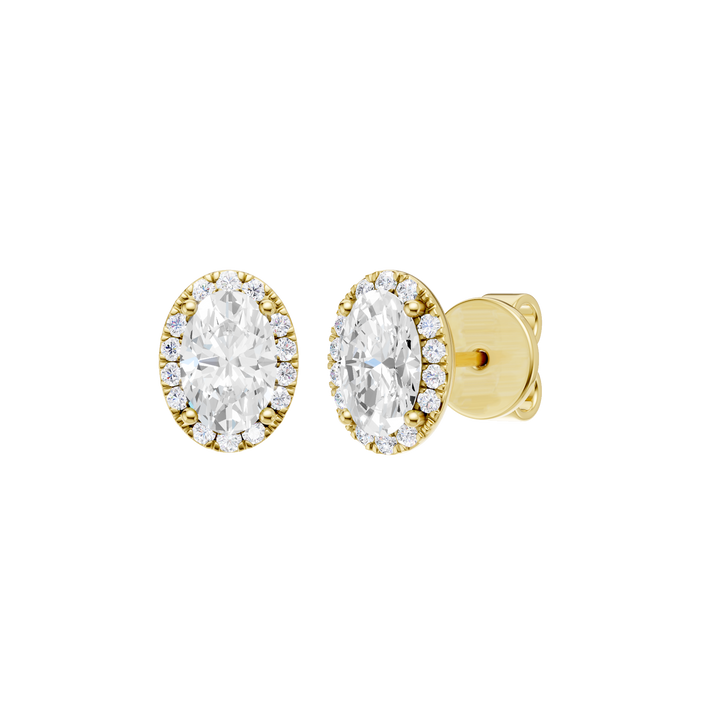 Petite Halo Stud Earrings (Oval) in 14K Yellow Gold – Silvadi Jewelry Aurora CO