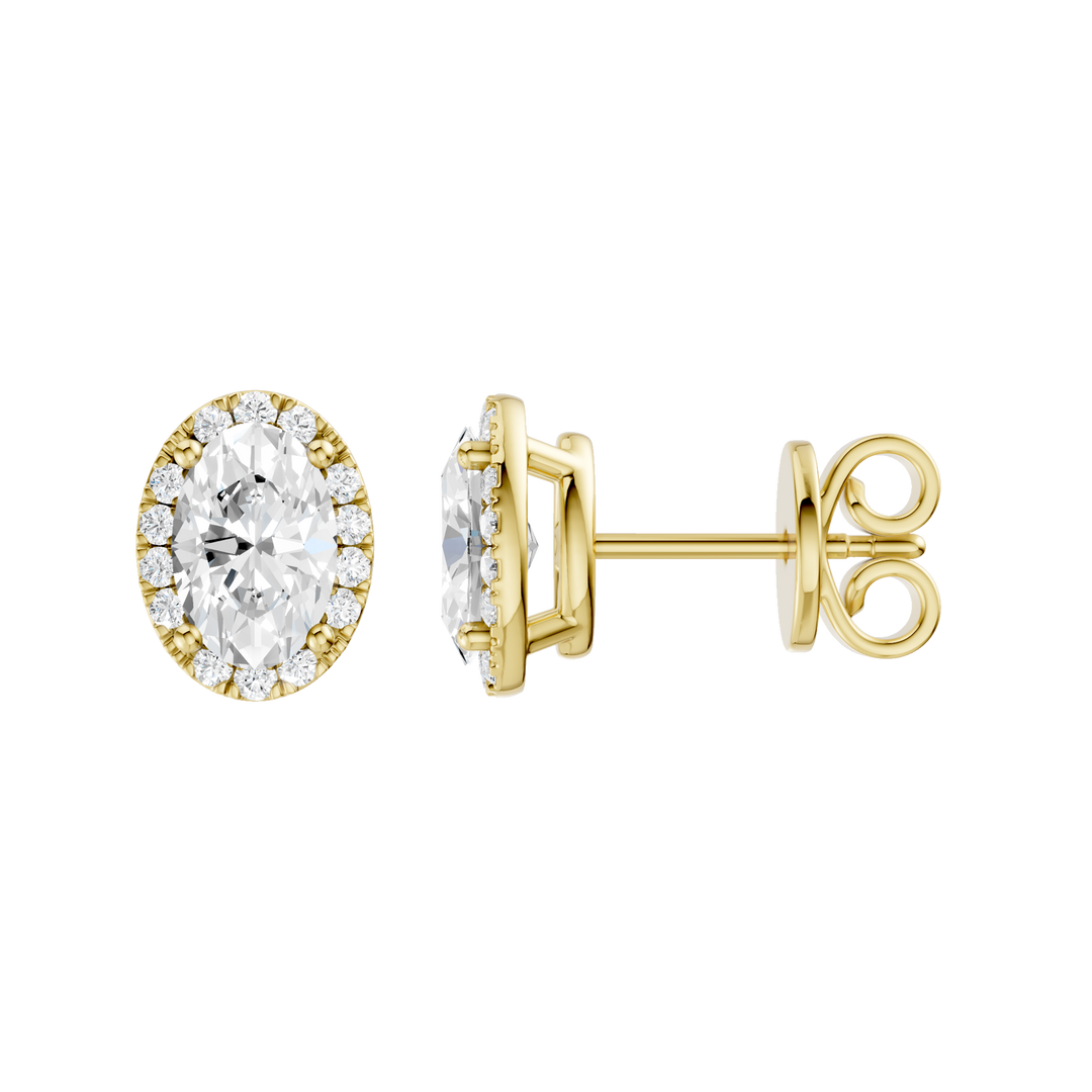 Petite Halo Stud Earrings (Oval) in 14K Yellow Gold – Silvadi Jewelry Aurora CO