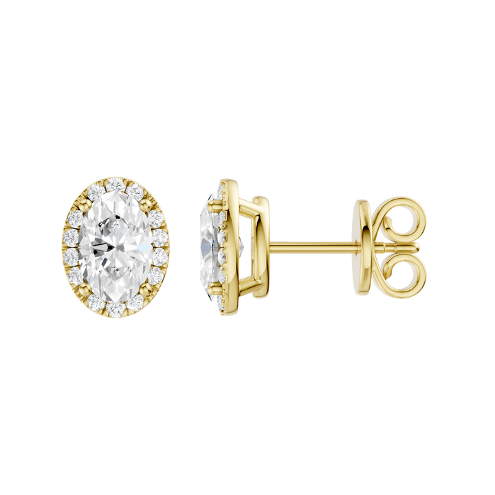 Petite Halo Stud Earrings (Oval) in 14K Yellow Gold – Silvadi Jewelry Aurora CO