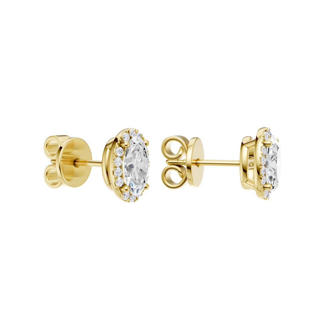 Petite Halo Stud Earrings (Oval) in 14K Yellow Gold – Silvadi Jewelry Aurora CO