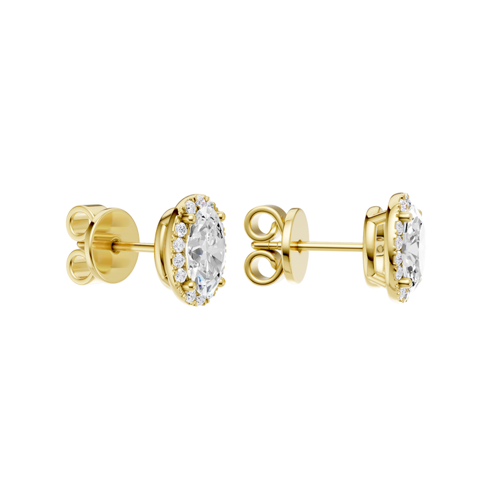 Petite Halo Stud Earrings (Oval) in 14K Yellow Gold – Silvadi Jewelry Aurora CO