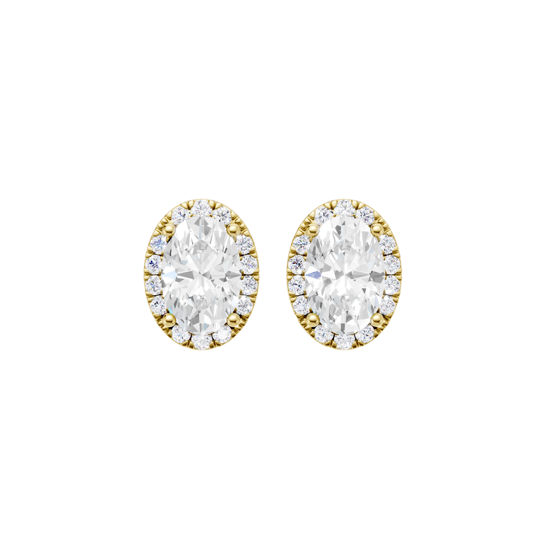 Petite Halo Stud Earrings (Oval) in 14K Yellow Gold – Silvadi Jewelry Aurora CO