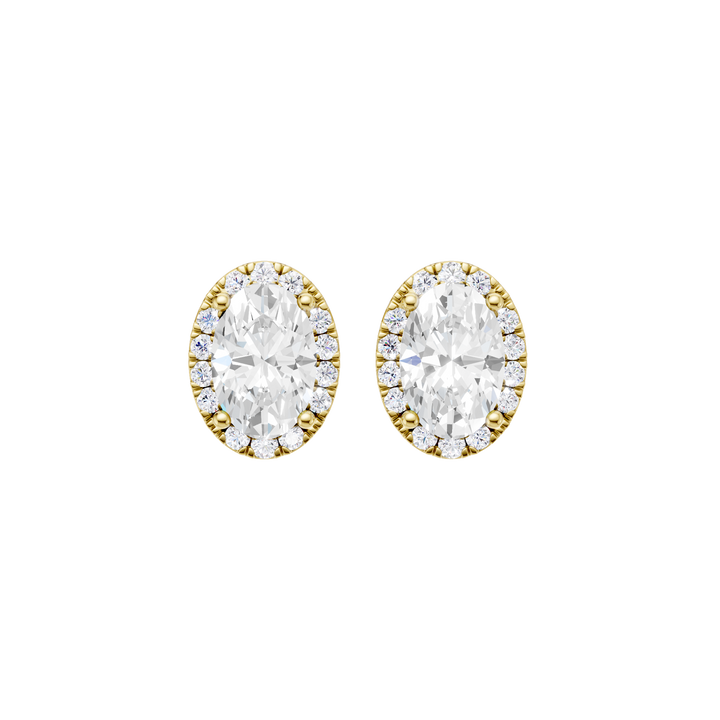 Petite Halo Stud Earrings (Oval) in 14K Yellow Gold – Silvadi Jewelry Aurora CO
