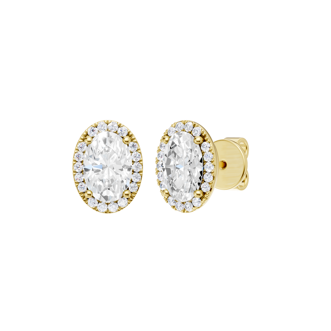 Petite Halo Stud Earrings (Oval) in 14K Yellow Gold – Silvadi Jewelry Aurora CO