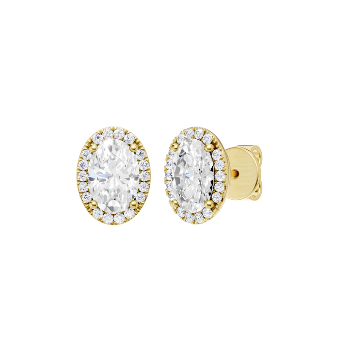 Petite Halo Stud Earrings (Oval) in 14K Yellow Gold – Silvadi Jewelry Aurora CO