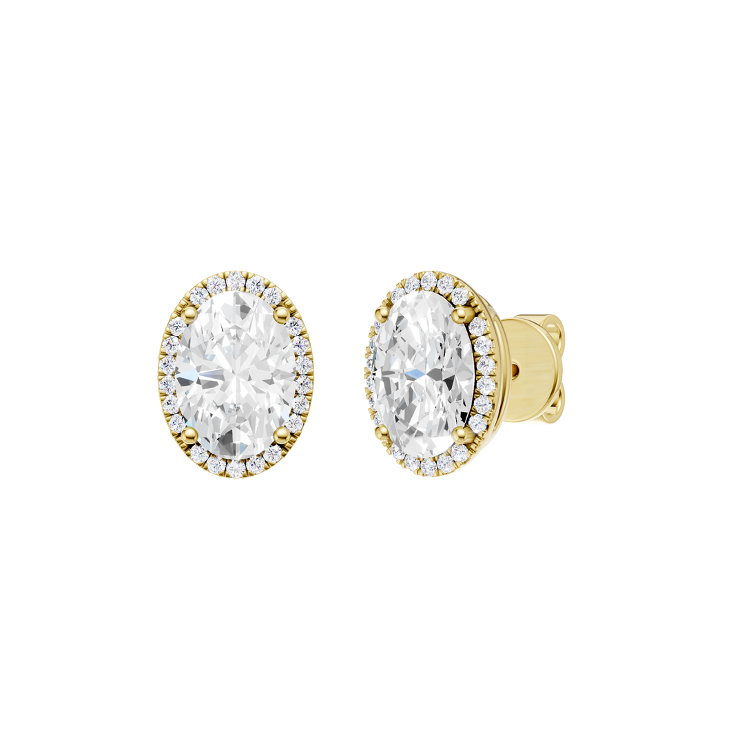 Petite Halo Stud Earrings (Oval) in 14K Yellow Gold – Silvadi Jewelry Aurora CO