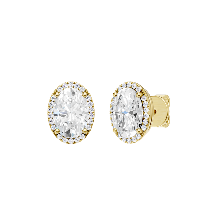 Petite Halo Stud Earrings (Oval) in 14K Yellow Gold – Silvadi Jewelry Aurora CO