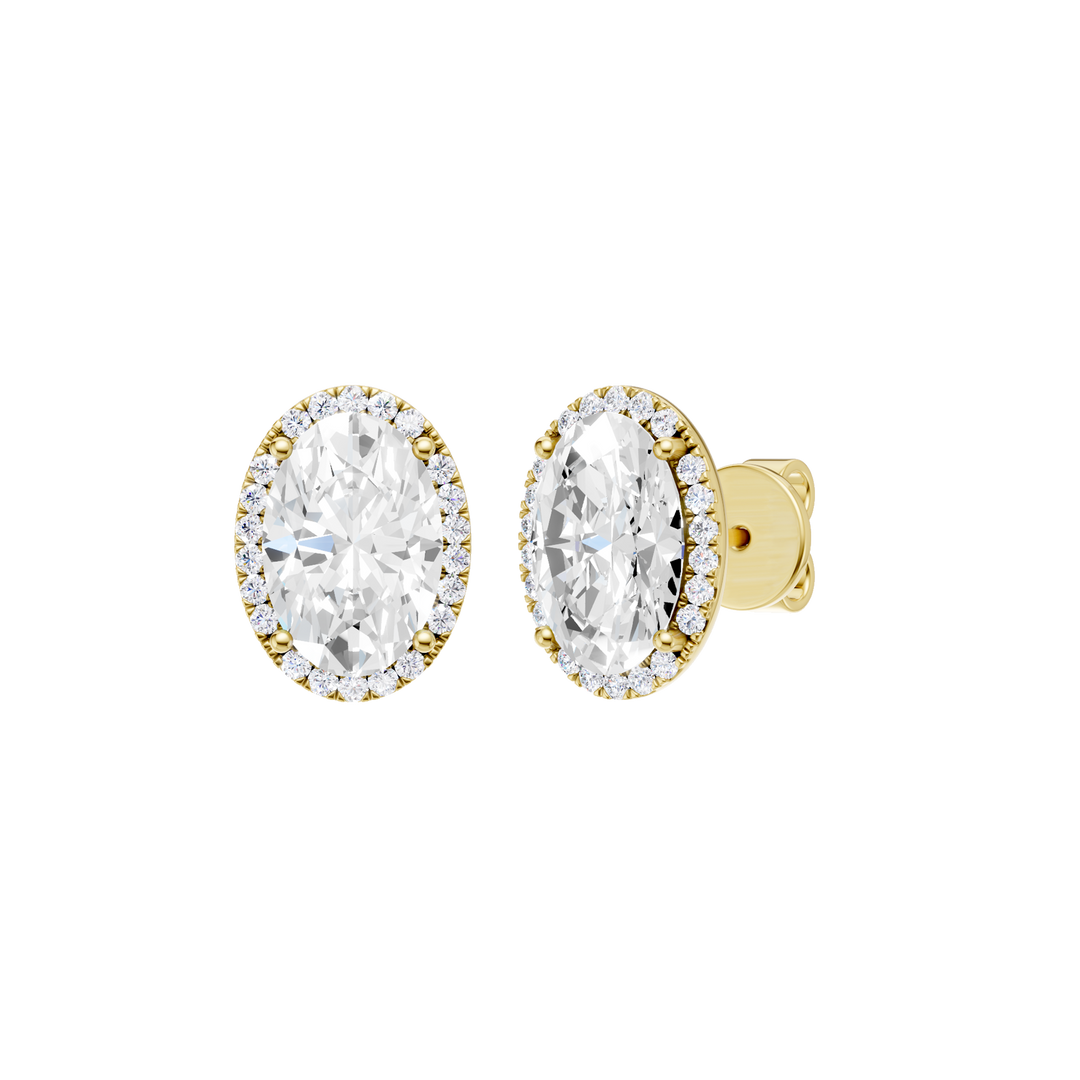 Petite Halo Stud Earrings (Oval) in 14K Yellow Gold – Silvadi Jewelry Aurora CO