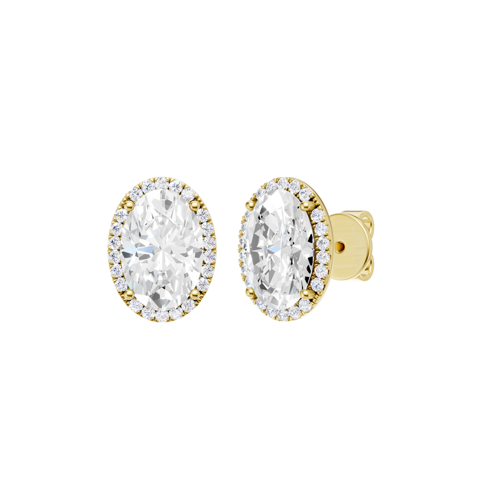Petite Halo Stud Earrings (Oval) in 14K Yellow Gold – Silvadi Jewelry Aurora CO