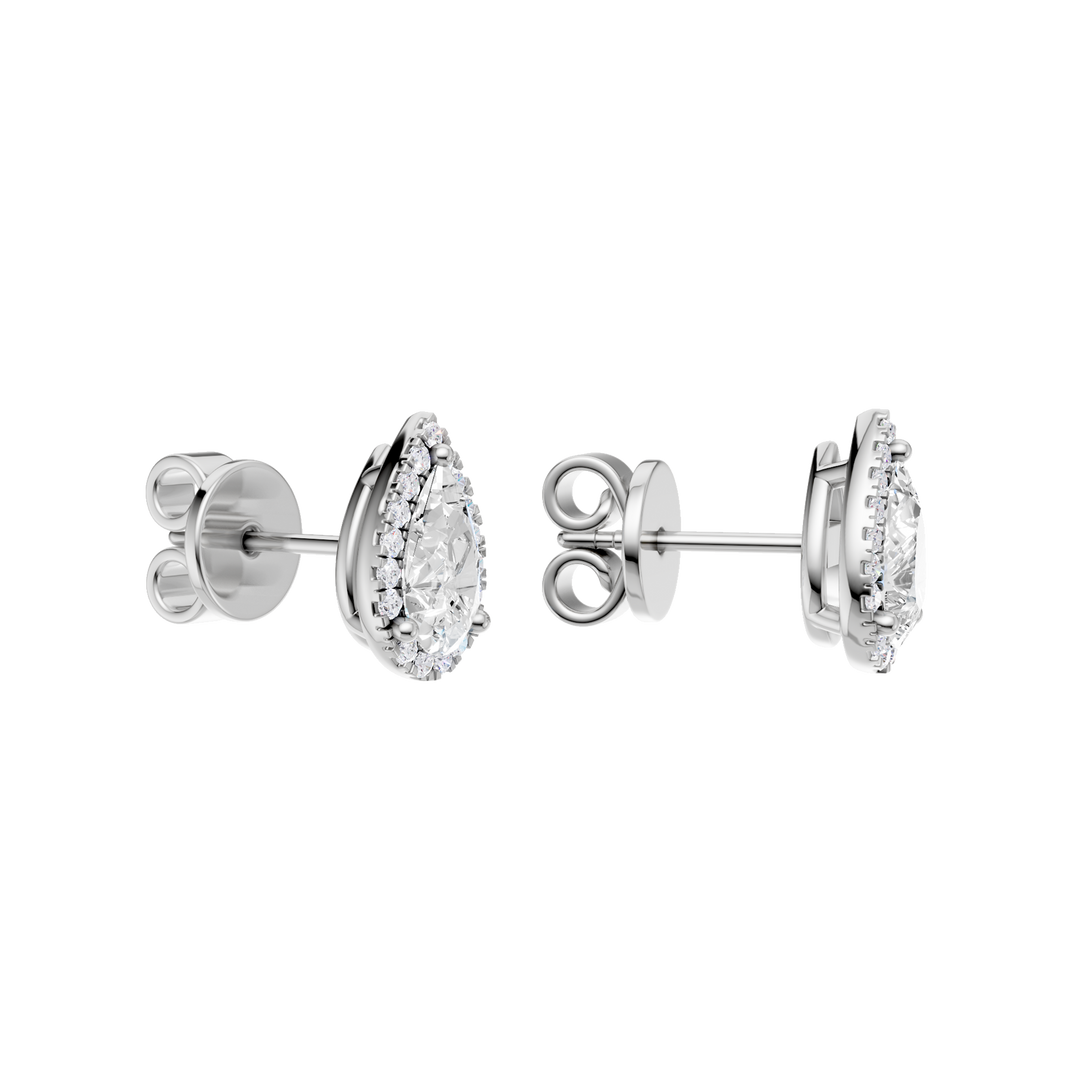 Petite Halo Stud Earrings (Pear) in 14K White Gold – Silvadi Jewelry Aurora CO