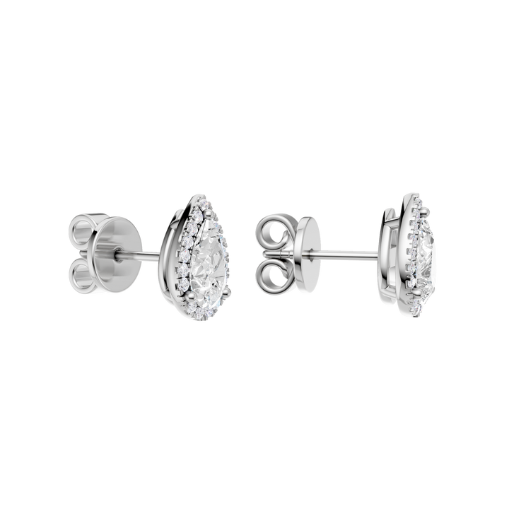 Petite Halo Stud Earrings (Pear) in 14K White Gold – Silvadi Jewelry Aurora CO