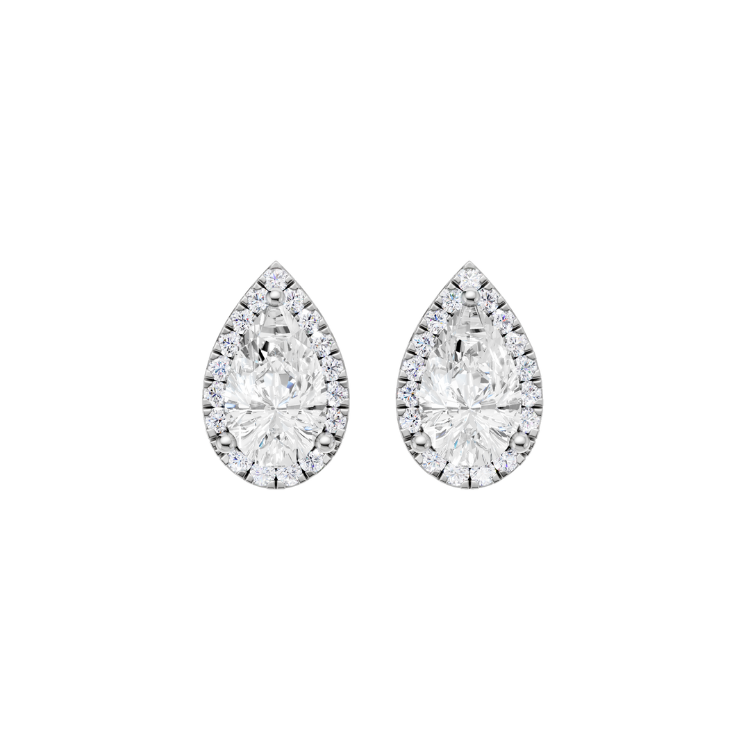 Petite Halo Stud Earrings (Pear) in 14K White Gold – Silvadi Jewelry Aurora CO