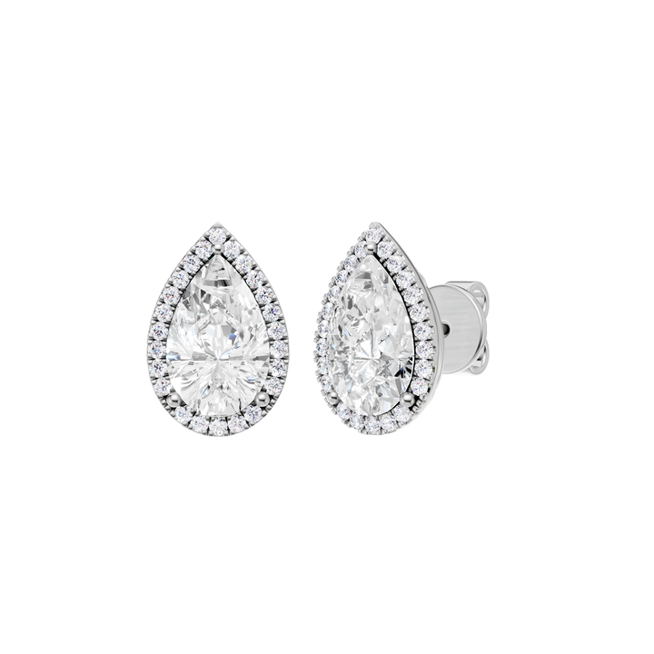 Petite Halo Stud Earrings (Pear) in 14K White Gold – Silvadi Jewelry Aurora CO