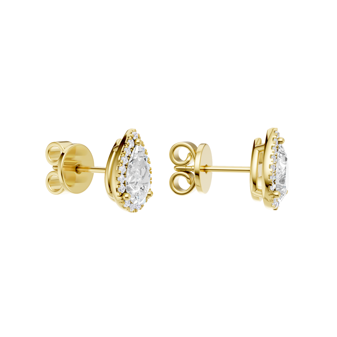 Petite Halo Stud Earrings (Pear) in 14K Yellow Gold – Silvadi Jewelry Aurora CO