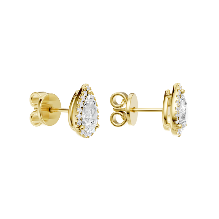 Petite Halo Stud Earrings (Pear) in 14K Yellow Gold – Silvadi Jewelry Aurora CO