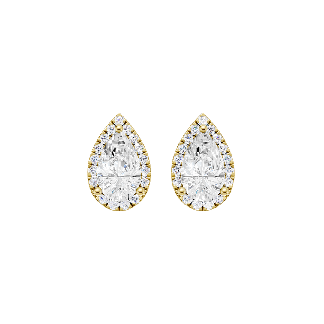 Petite Halo Stud Earrings (Pear) in 14K Yellow Gold – Silvadi Jewelry Aurora CO