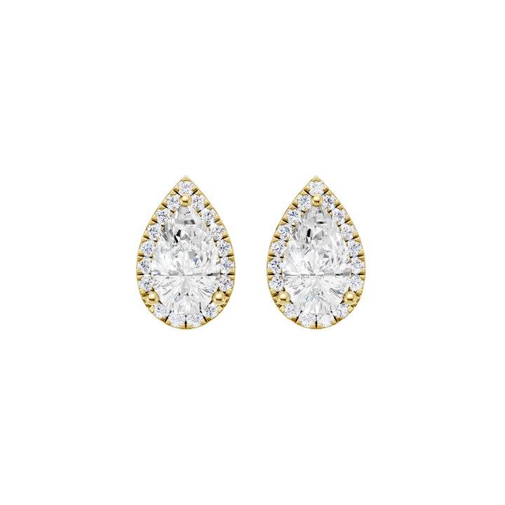 Petite Halo Stud Earrings (Pear) in 14K Yellow Gold – Silvadi Jewelry Aurora CO