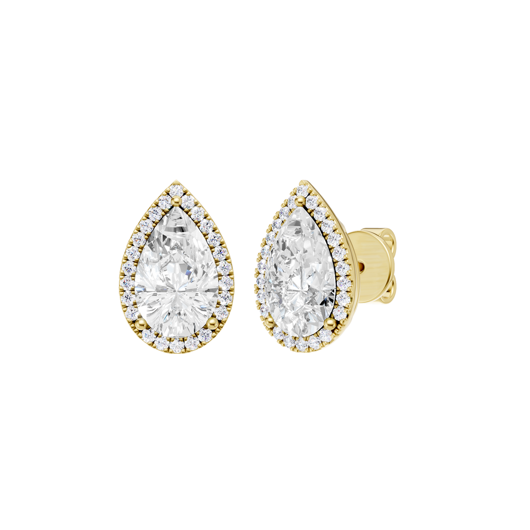 Petite Halo Stud Earrings (Pear) in 14K Yellow Gold – Silvadi Jewelry Aurora CO