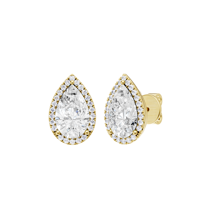 Petite Halo Stud Earrings (Pear) in 14K Yellow Gold – Silvadi Jewelry Aurora CO