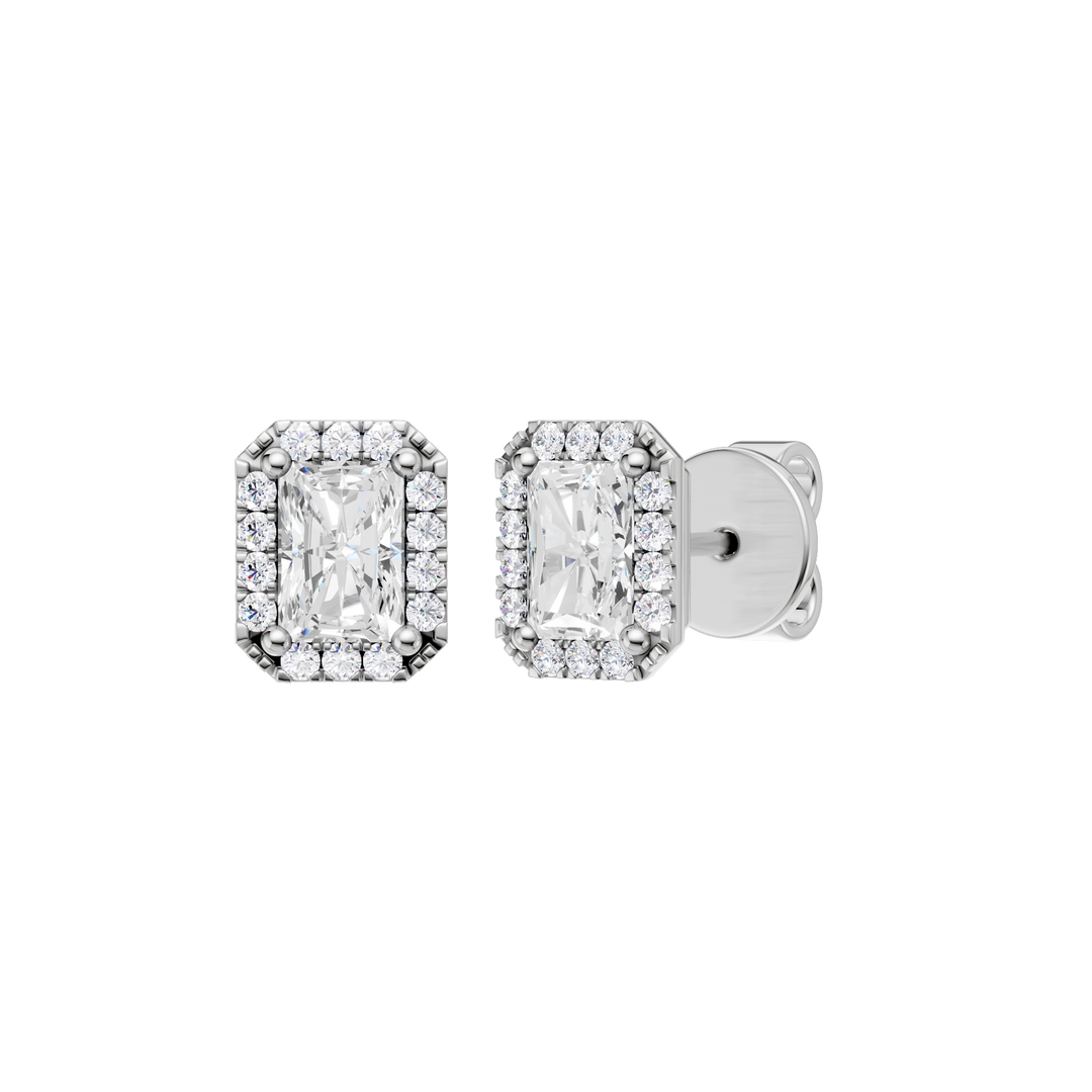 Petite Halo Stud Earrings (Radiant) in 14K White Gold – Silvadi Jewelry Aurora CO