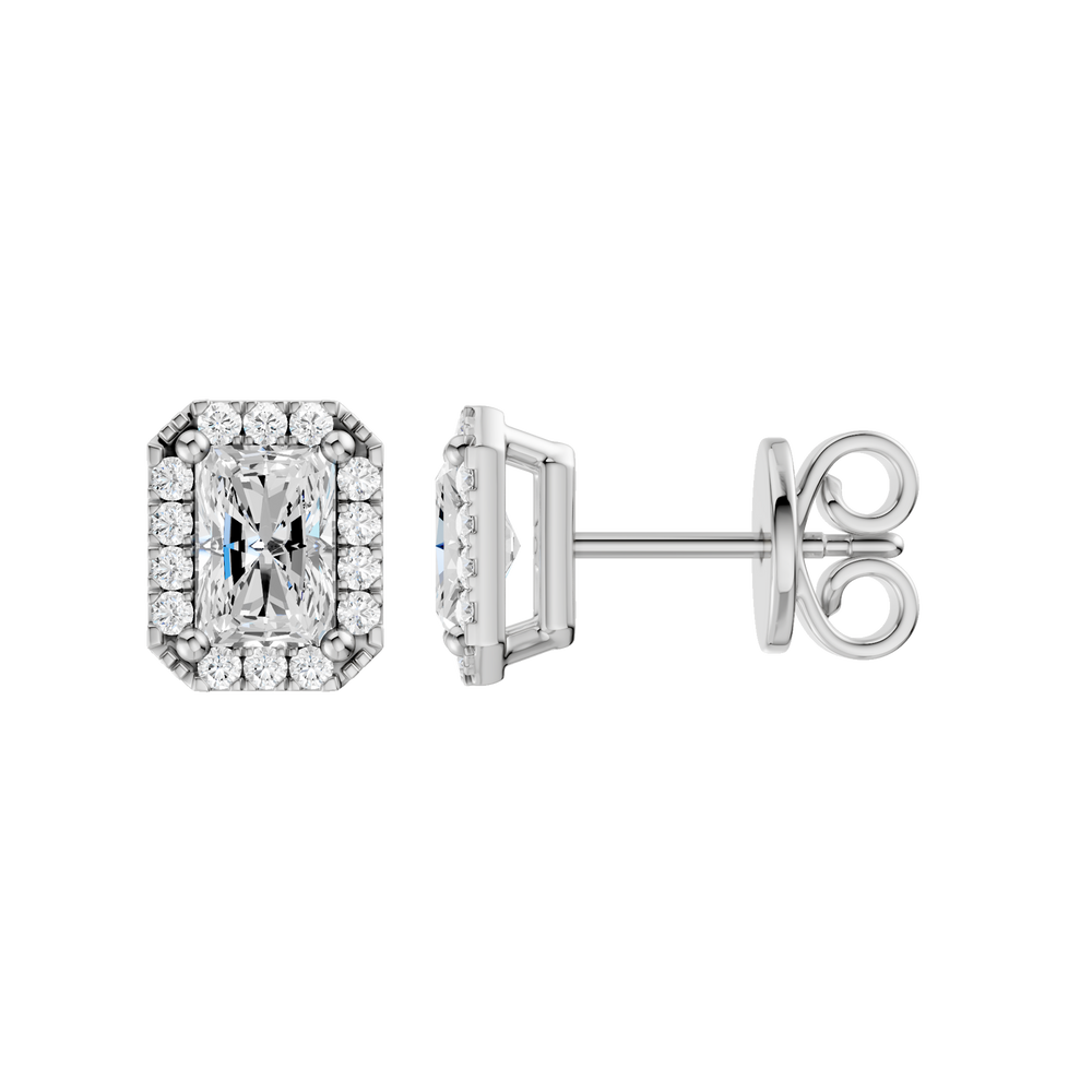 Petite Halo Stud Earrings (Radiant) in 14K White Gold – Silvadi Jewelry Aurora CO