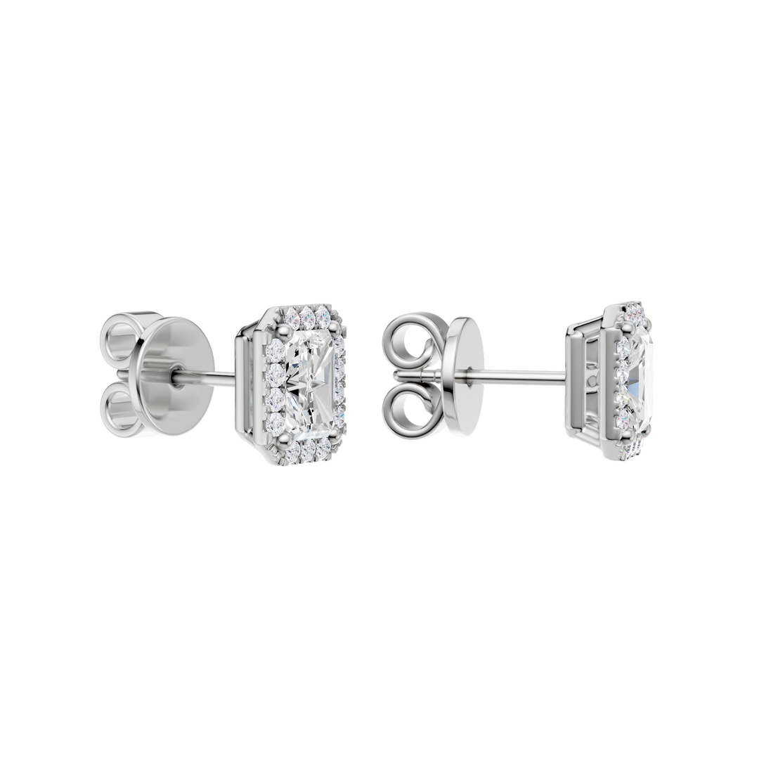 Petite Halo Stud Earrings (Radiant) in 14K White Gold – Silvadi Jewelry Aurora CO