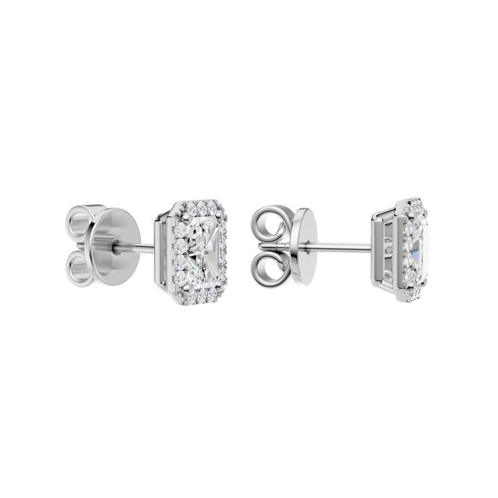 Petite Halo Stud Earrings (Radiant) in 14K White Gold – Silvadi Jewelry Aurora CO