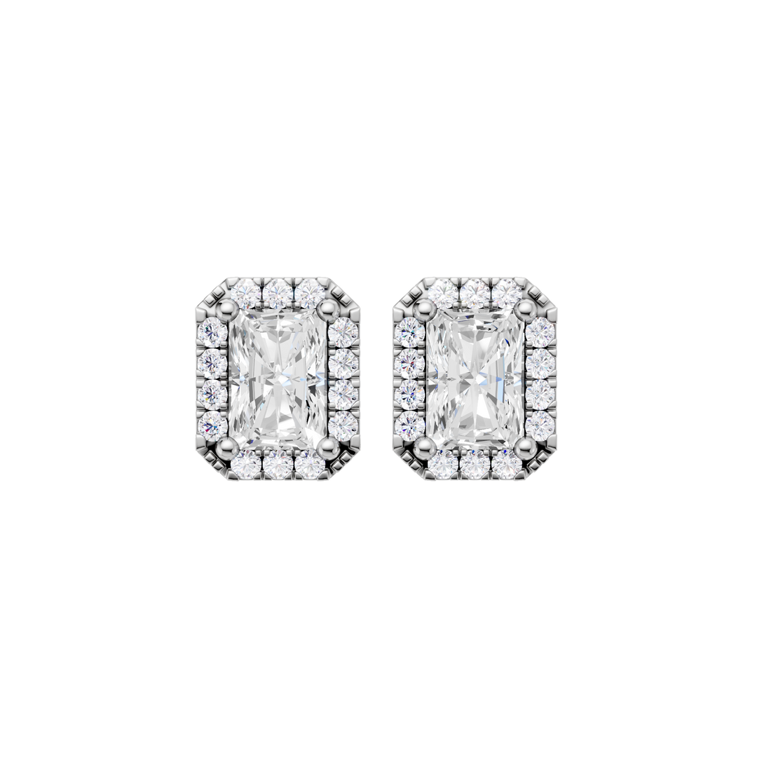 Petite Halo Stud Earrings (Radiant) in 14K White Gold – Silvadi Jewelry Aurora CO
