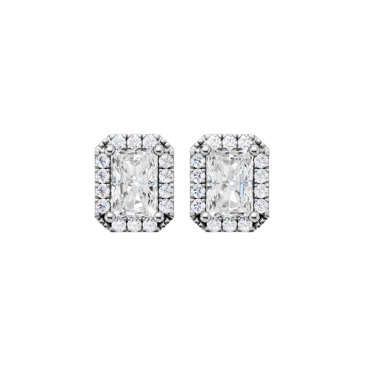 Petite Halo Stud Earrings (Radiant) in 14K White Gold – Silvadi Jewelry Aurora CO