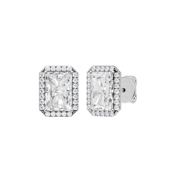 Petite Halo Stud Earrings (Radiant) in 14K White Gold – Silvadi Jewelry Aurora CO