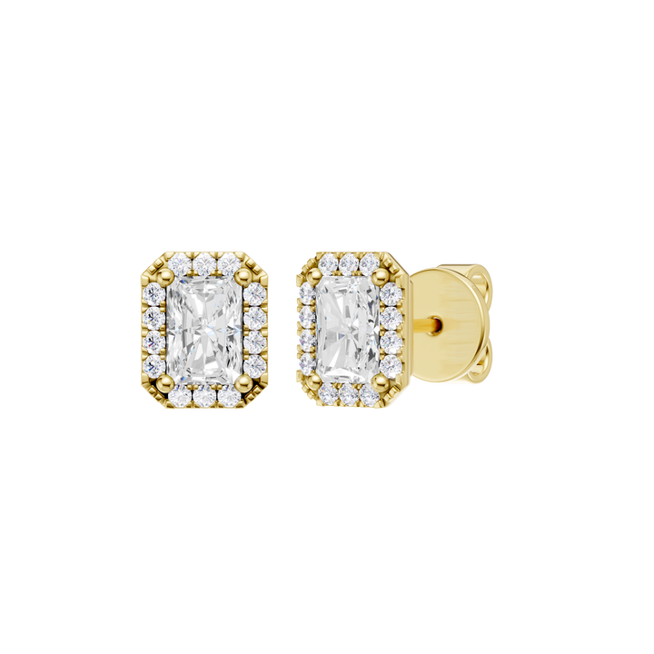 Petite Halo Stud Earrings (Radiant) in 14K Yellow Gold – Silvadi Jewelry Aurora CO