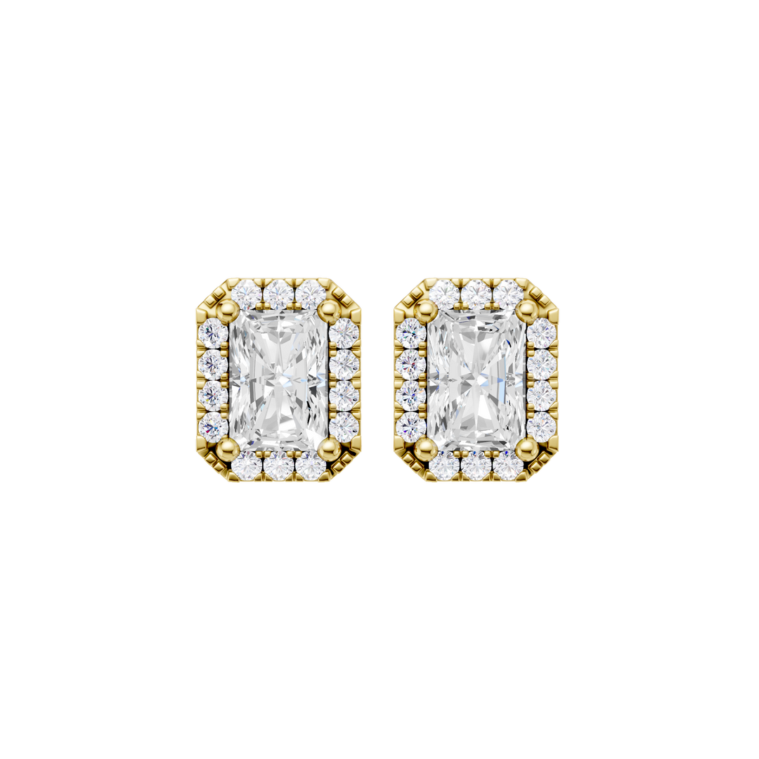 Petite Halo Stud Earrings (Radiant) in 14K Yellow Gold – Silvadi Jewelry Aurora CO
