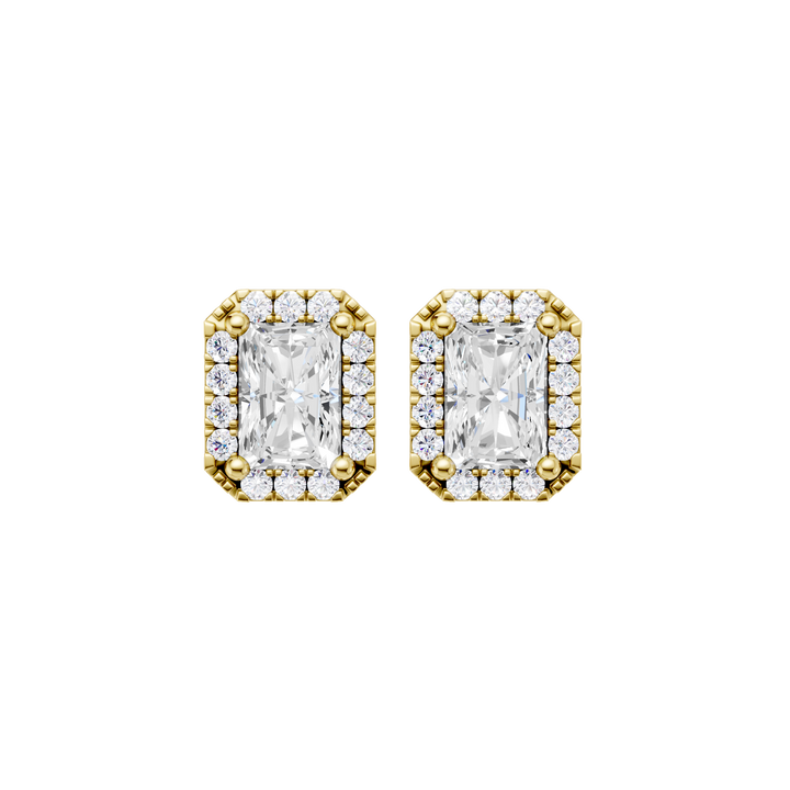 Petite Halo Stud Earrings (Radiant) in 14K Yellow Gold – Silvadi Jewelry Aurora CO