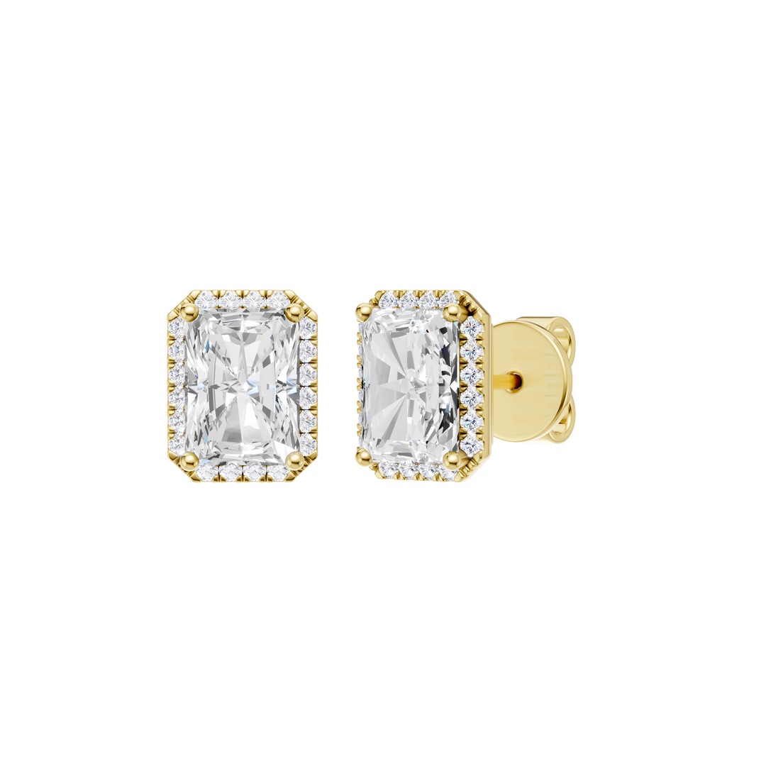 Petite Halo Stud Earrings (Radiant) in 14K Yellow Gold – Silvadi Jewelry Aurora CO