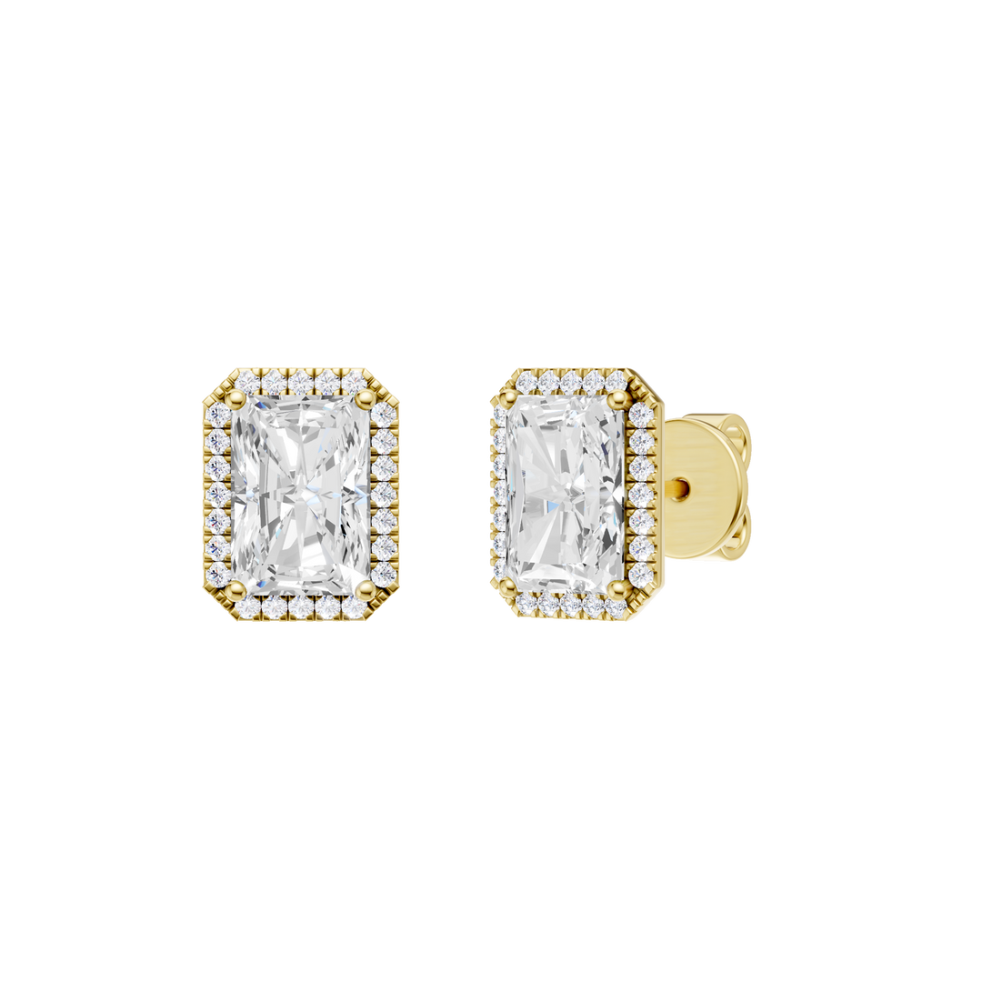 Petite Halo Stud Earrings (Radiant) in 14K Yellow Gold – Silvadi Jewelry Aurora CO