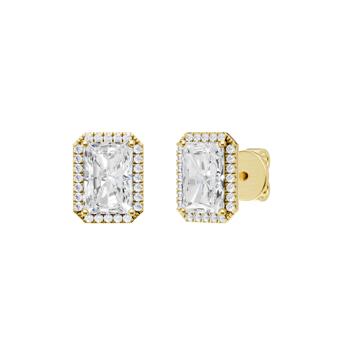 Petite Halo Stud Earrings (Radiant) in 14K Yellow Gold – Silvadi Jewelry Aurora CO