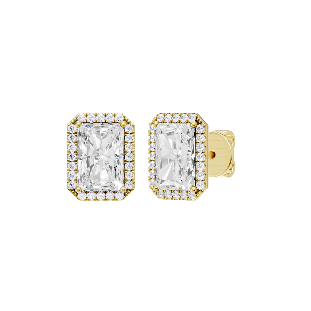 Petite Halo Stud Earrings (Radiant) in 14K Yellow Gold – Silvadi Jewelry Aurora CO