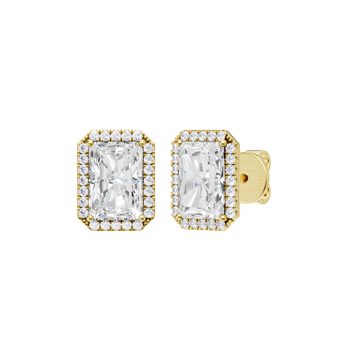 Petite Halo Stud Earrings (Radiant) in 14K Yellow Gold – Silvadi Jewelry Aurora CO