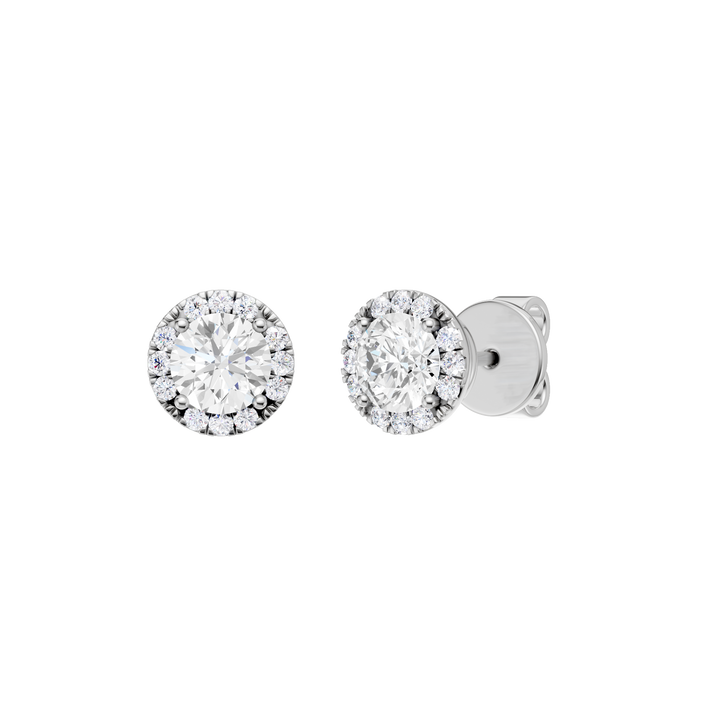 Petite Halo Stud Earrings (Round) in 14K White Gold – Silvadi Jewelry Aurora CO