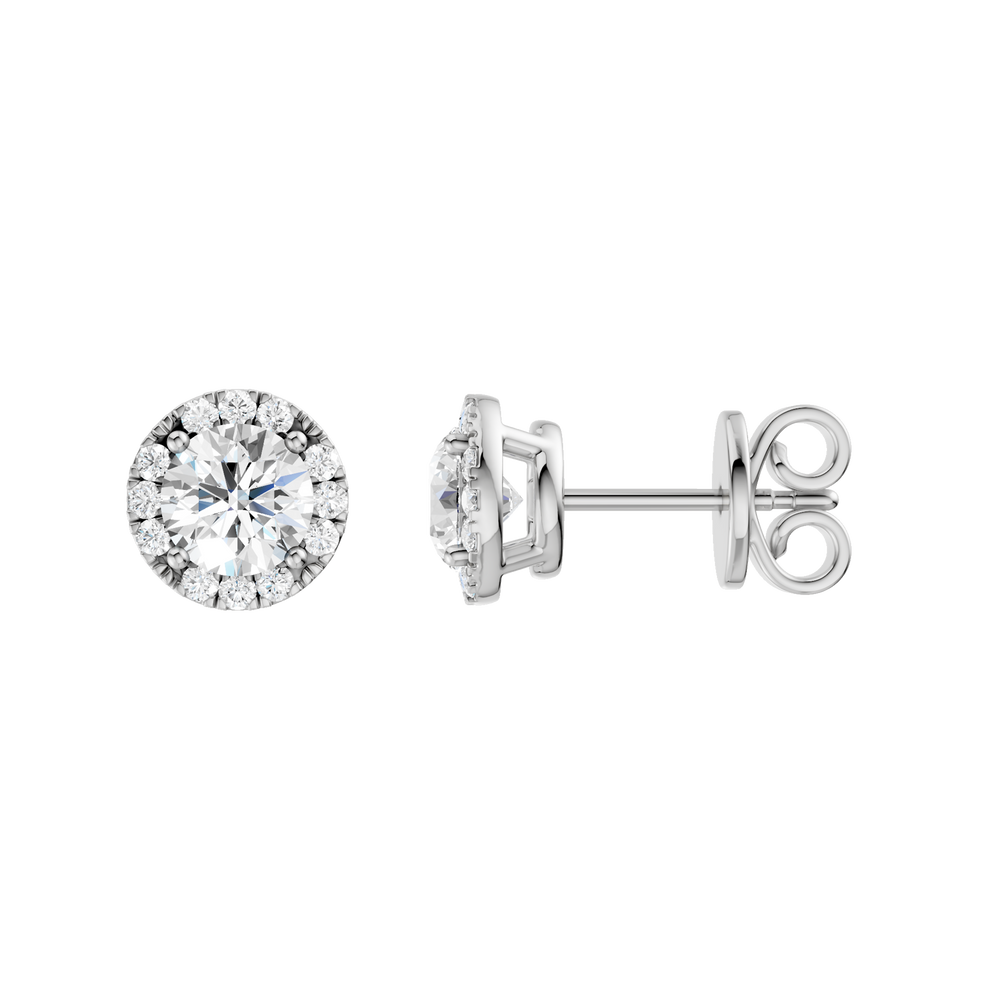 Petite Halo Stud Earrings (Round) in 14K White Gold – Silvadi Jewelry Aurora CO